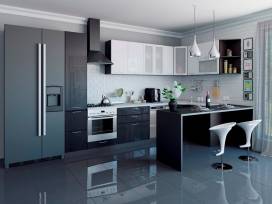 Угловая кухня валерия-м-04 белый металлик черный металлик